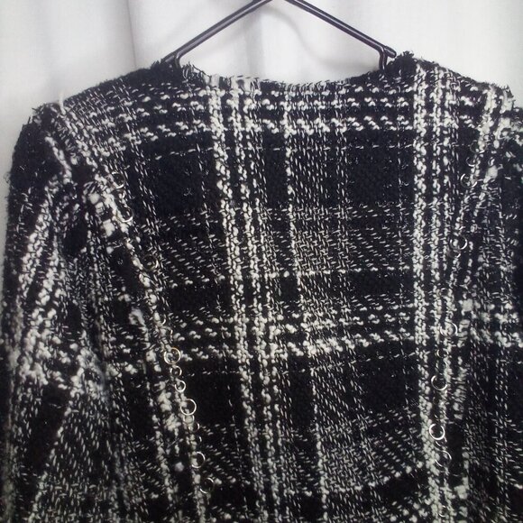 Vanessa Williams Blazer Jacket L Women Fringe Trim Metal Ring Accent Open Front - Picture 4 of 16